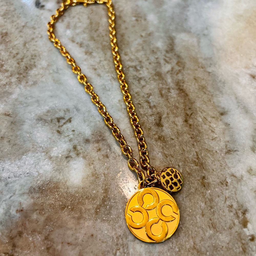 COACH gold logo chain necklace